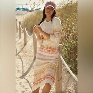 Anthropologie Daily Practice High Tide Midi Dress | Ivory Pattern | XL | NWT